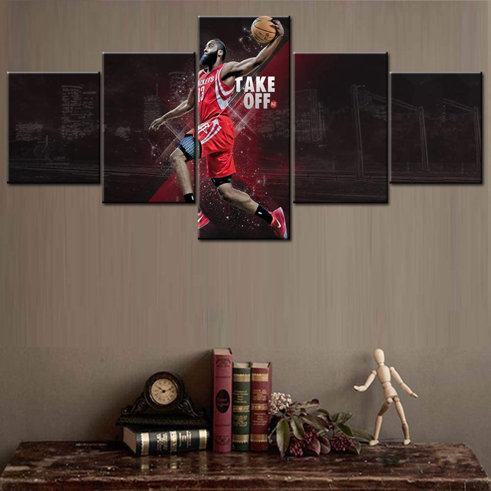 5Pcs Basketball Star Player Sports Gym 5 Pieces Pictures Canvas Paintings Wall Poster No Framed 5 Panel Room Decor Abstract Art