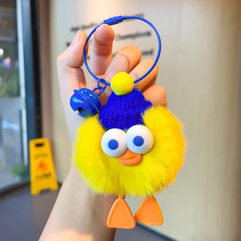Rabbit Rex Stylish Fur Duck Keychain Plush Doll Bag Accent In Orange