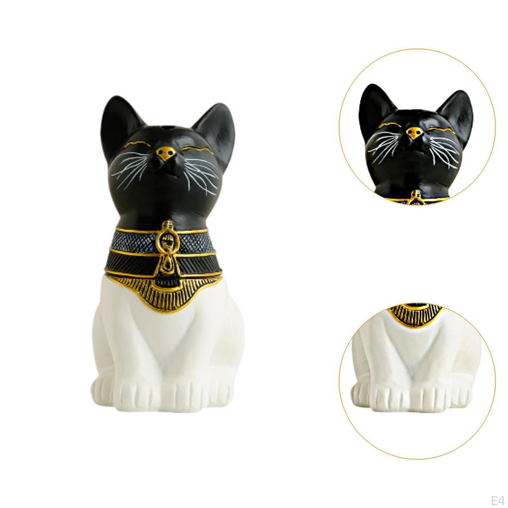 Cat Incense Burner Resin Holder for Farmhouse Meditation Living Room Black