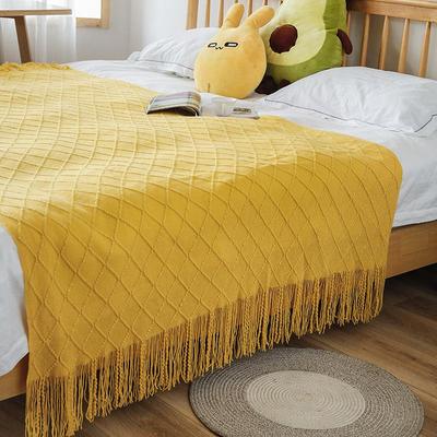 Nordic Diamond Knit Wool Sofa & Bed Blanket