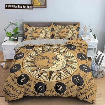 Ensemble de housse de couette Thème Divination Ensemble de literie en polyester Motif Constellation Lune Soleil Taille King Queen Twin Pour Garçons Filles Adolescents