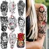 1 PC 210*114MM  Mermaid Temporary Tattoo For Women Men Realistic Fox Lion Flower Tattoos Sticker Back Arm Disposable Death Skull Fake Tatoo