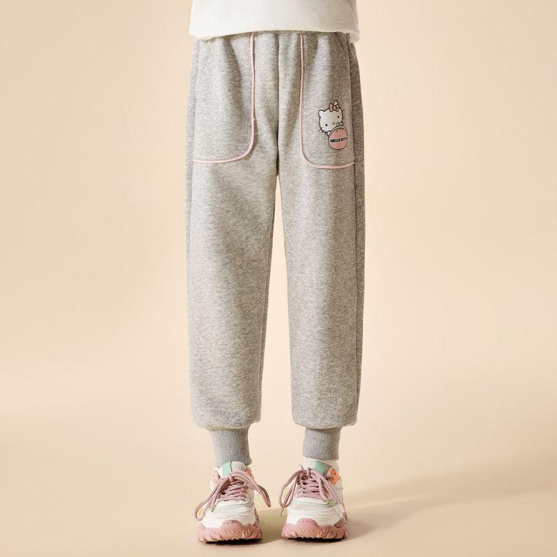 Hello Kitty Girls' Spring Cropped Pants 2024 Model for Older Children, Spring and Autumn Casual Sweatpants, Thin Style