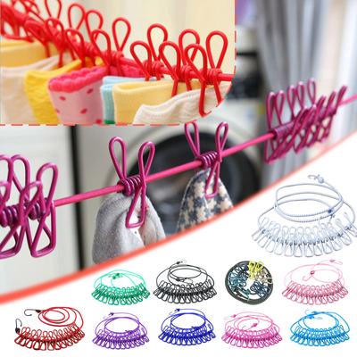 Φορητή γραμμή ρούχων με 12 μανταλάκια, αντιανεμική γραμμή ρούχων ταξιδιού Stretchy ανασυρόμενη ελαστική σειρά ρούχων πλυντηρίου