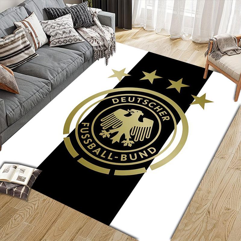 German Football Association Flannel Printed Carpet, Home Sofa Decoration for Living Room & Bedroom, Non‑Slip Play Flannel Floor Mat for Game Room