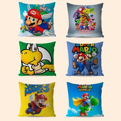 Jeu Super M-mario Coussin Personnalisé Housse Anti-Poussière Chambre Enfants Décoration de Fête Taie d'Oreiller Anniversaire Cadeau pour Enfants