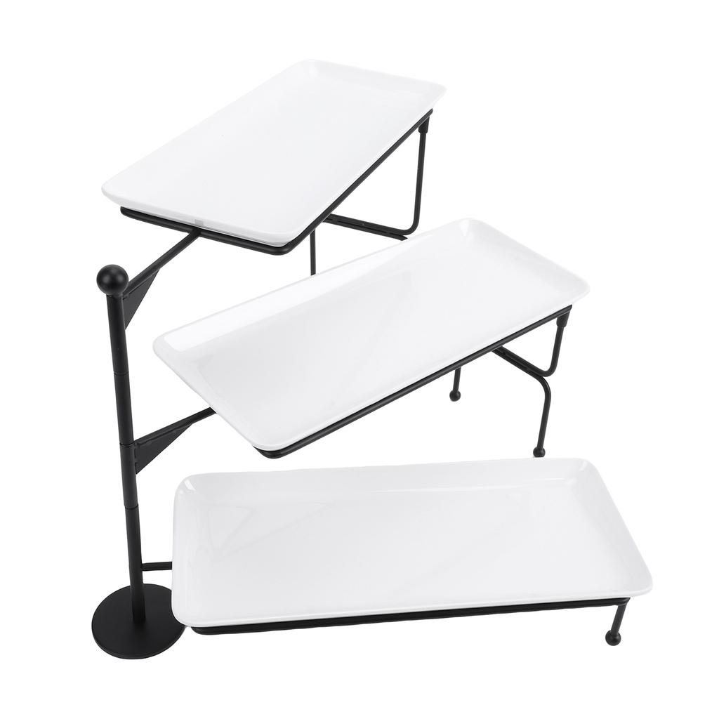 3 Tier Dessert Stand Fruit Display Tray Metal Frame Dishwasher Safe Easy Assembly and Disassembly Self Serve Pastry
