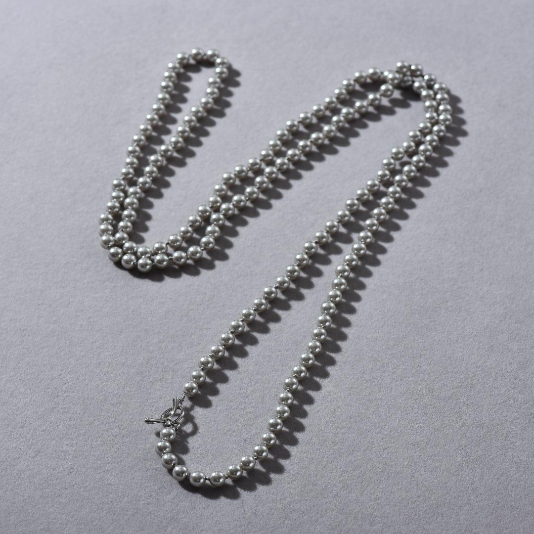 French Simple Silver-Gray Long Pearls Can Be Stacked With Long Chains, High-End Light Luxury Exquisite Temperament Versatile Necklace