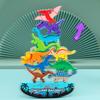 1 Set Dinosaur Building Block Stacking Game Kids Educational Wooden Cartoon Dino Brick Stacking Balance Tower Toy Toddlers Boys Girls Gift