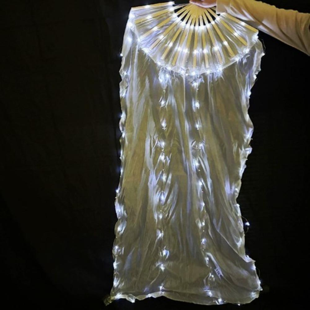 Evantai lung din mătase cu LED-uri imitație de raion, 1,5 m, pentru dansatori, practică, accesorii de dans