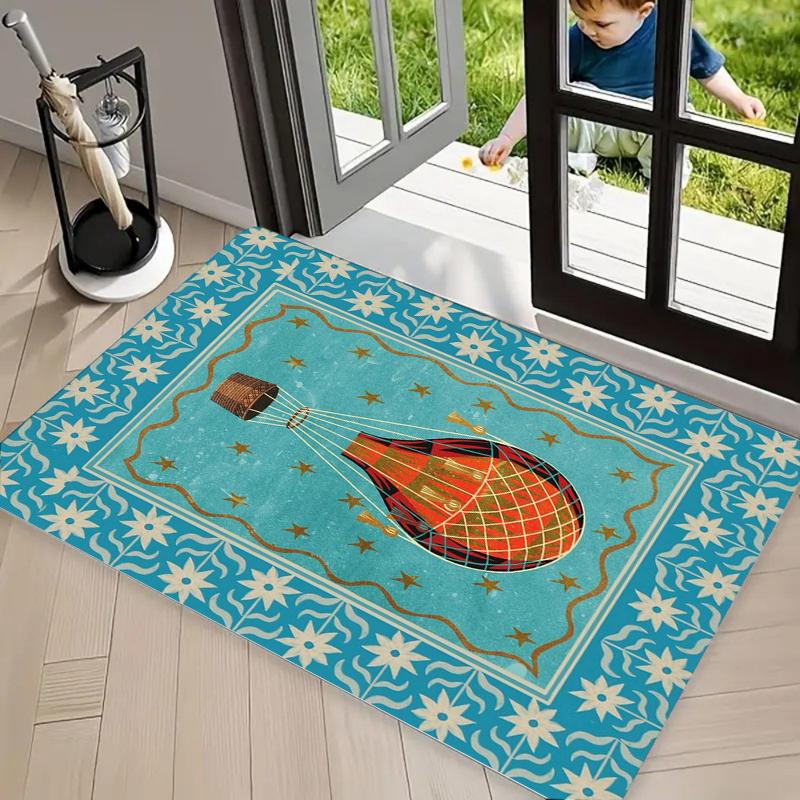 

Vintage Hot Air Balloon Snake Octopus Print Non-Slip Door Mat Washable Absorbent Entryway Rug for Home Kitchen Bathroom Decor 40x60cm