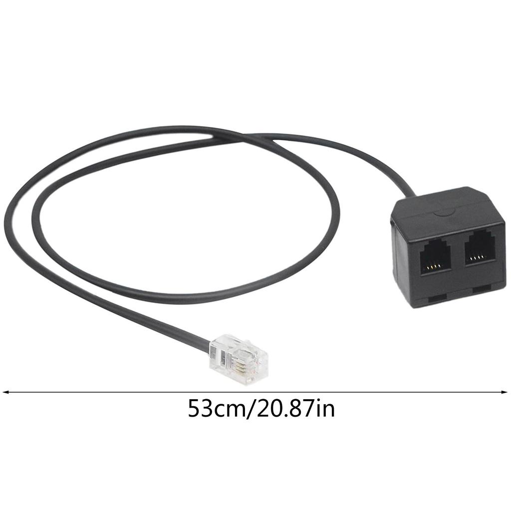 Telephone RJ9 Male to 2 Female 4P4C Connector Adapter Splitter Extension Cable