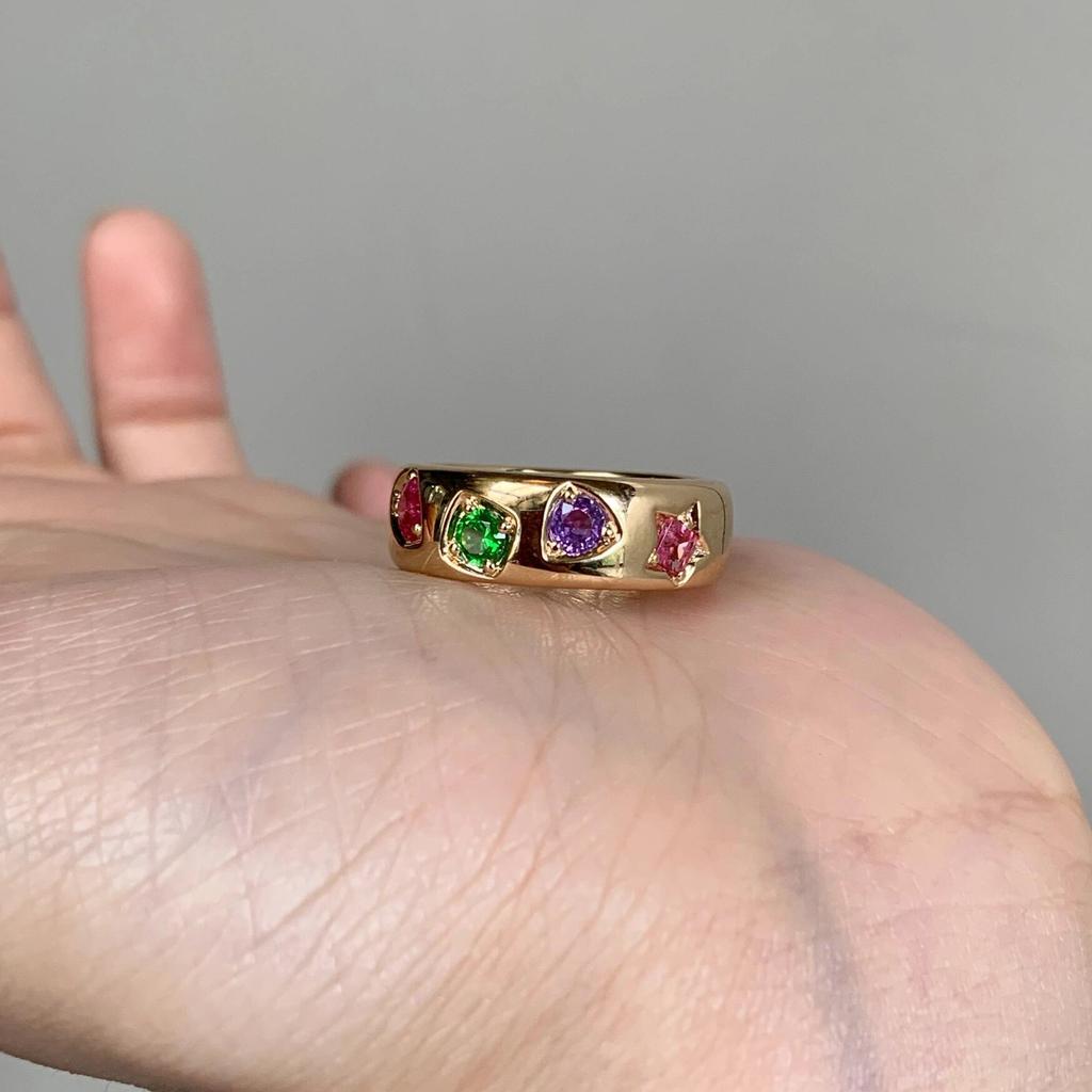 Retro Colored Candy Zircon Open Ring Women, Light Luxury Versatile Simple Colored Treasure Ring Hand Jewelry 2026