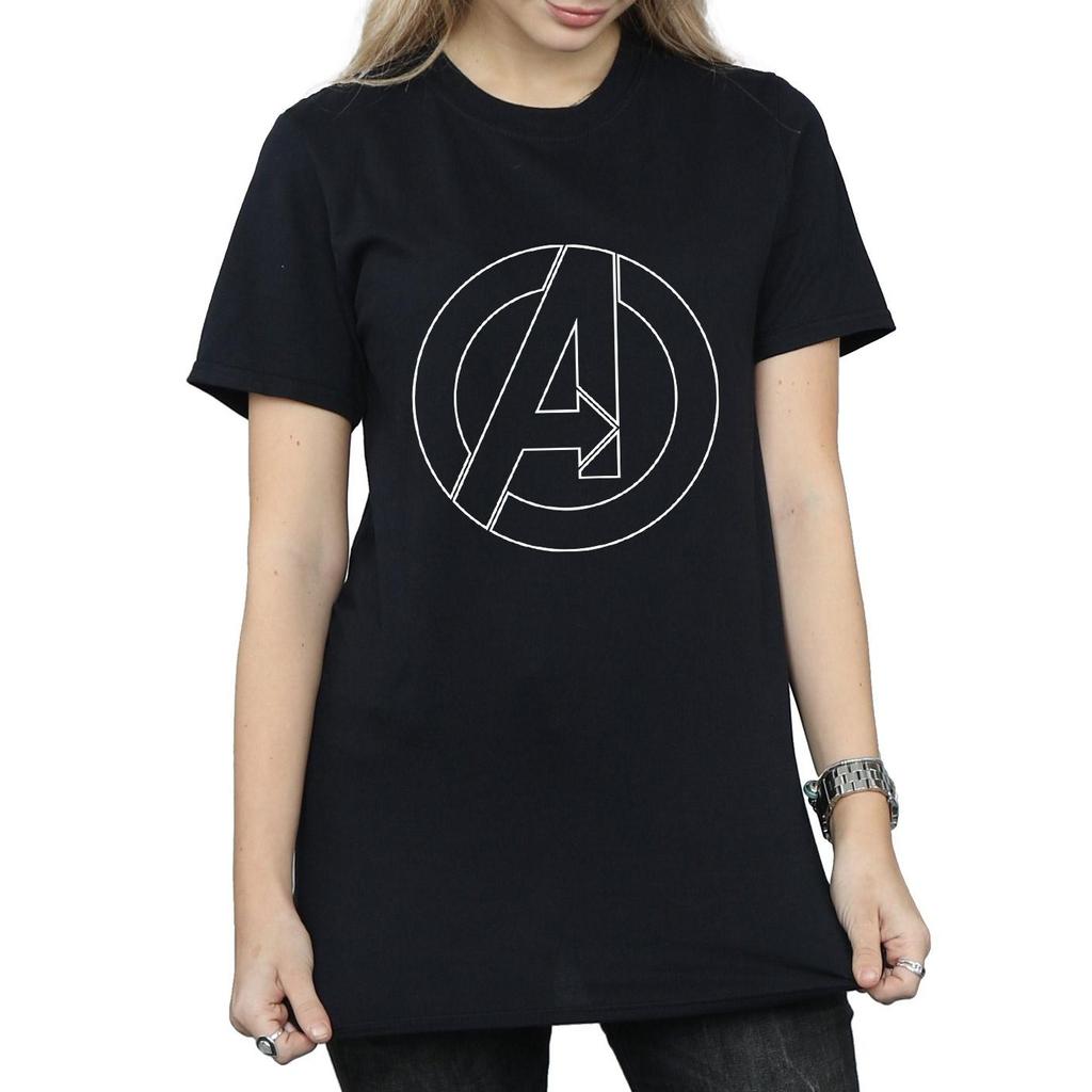 Marvel Womens/Ladies Avengers Assemble A Logo Outline Cotton Boyfriend T-Shirt