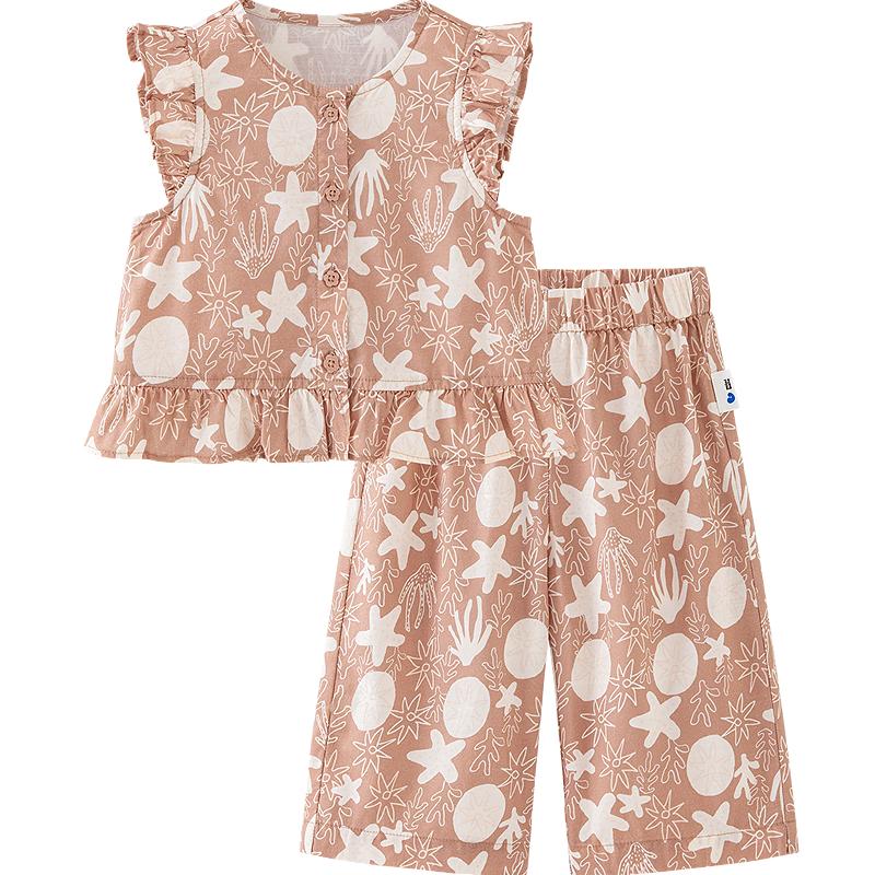 Minibala Baby Girl Summer Tank Top & Capri Pants Set 120