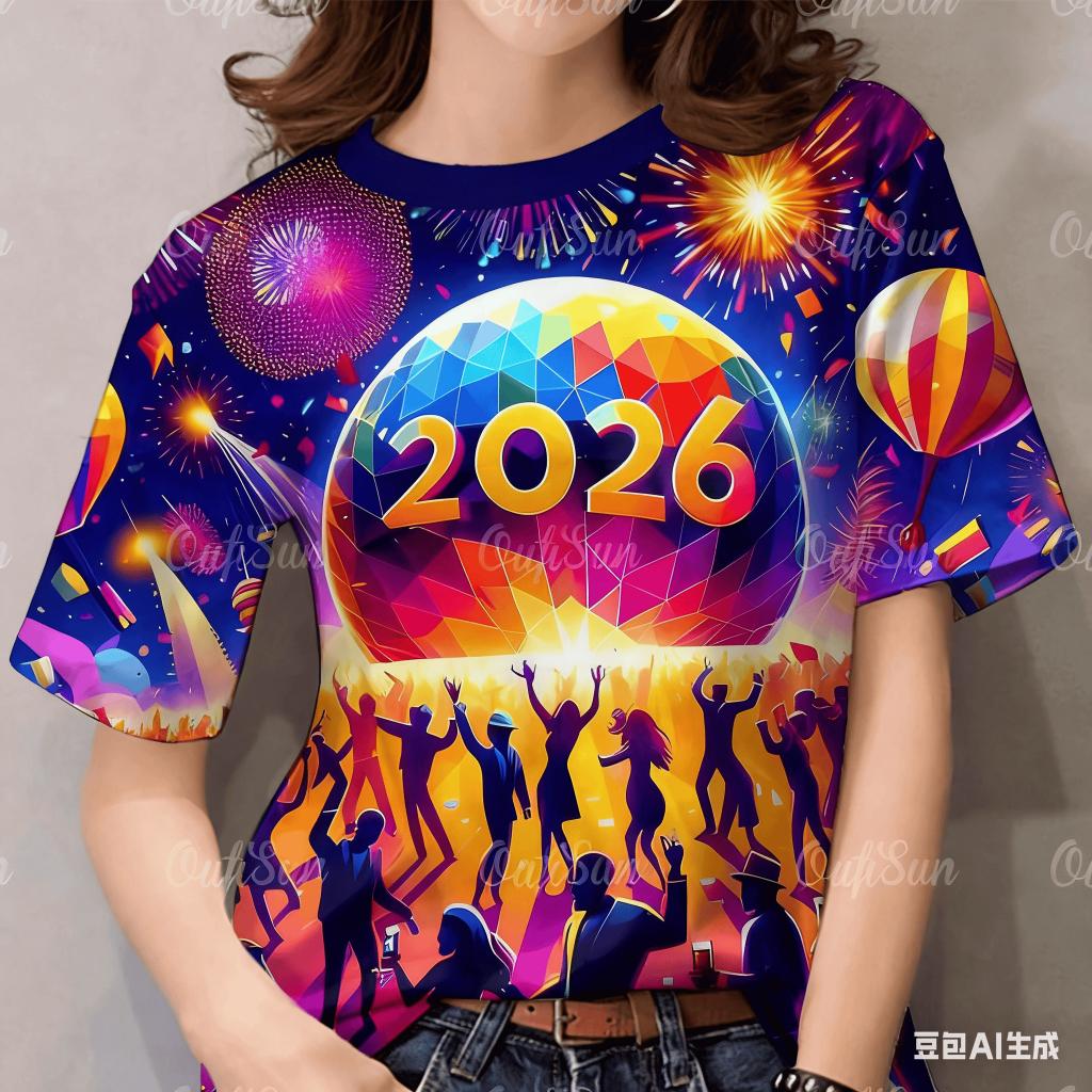 

Women s short sleeved shirt paired with brightly colored printed T-shirt, suitable for daily round clothing, women s casual shirt XS