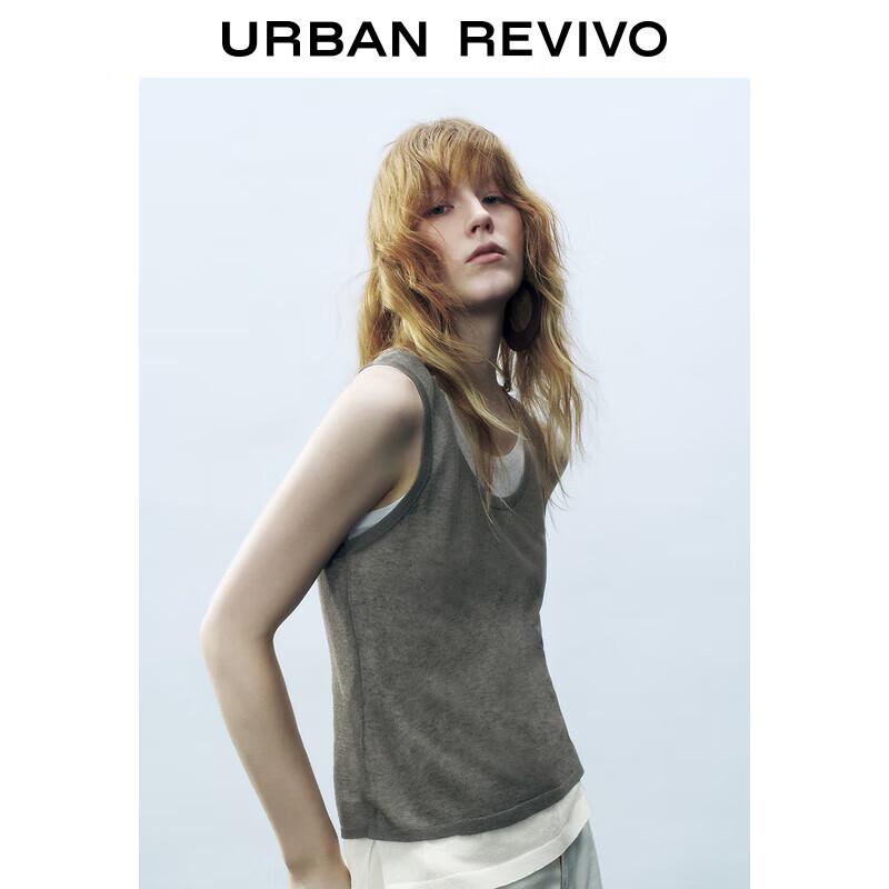 UR 2025 Summer Women's Faux Two-Piece Sleeveless Knit Top