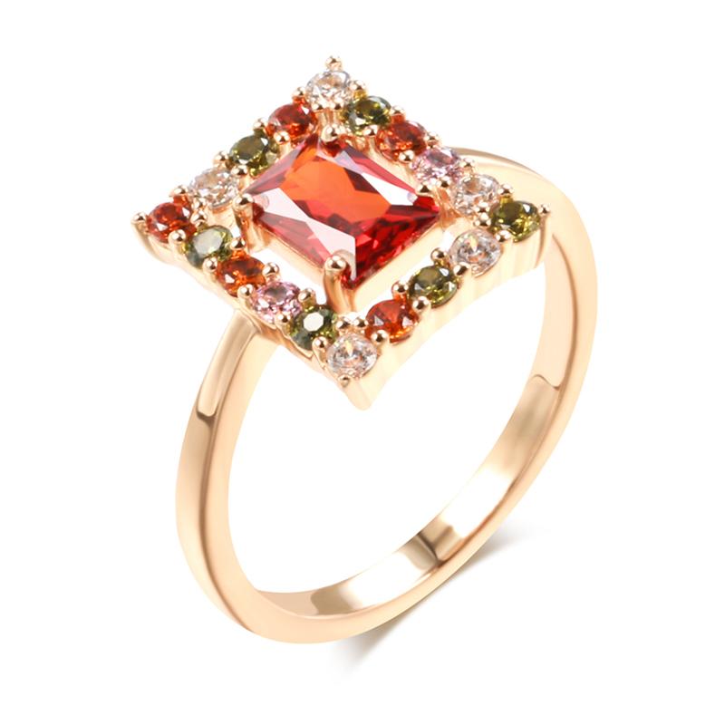 

Полная инкрустация сверкающими цирконами, красные геометрические квадратные кольца, этнические свадебные украшения для женщин, серьги в тон 10 красный