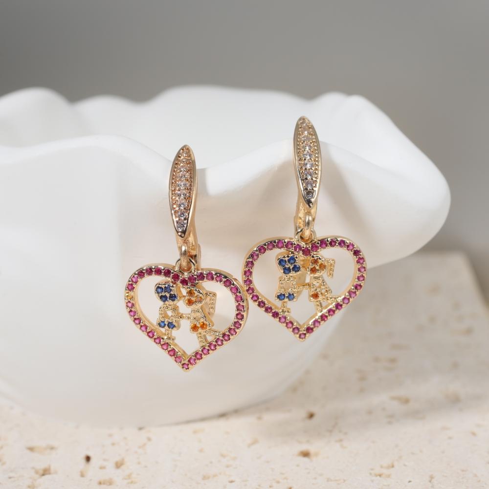 1 Paar Mode Herzform Hängeohrringe für Damen Zirkonia Ohrring Schmuck Hochzeitsparty Zubehör