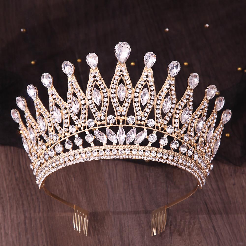 

DIEZI Vintage Baroque Bridal AB Crystal Tiara Crown For Women Girls Wedding Party Queen Rhinestone Crown Hair Dress Accessories