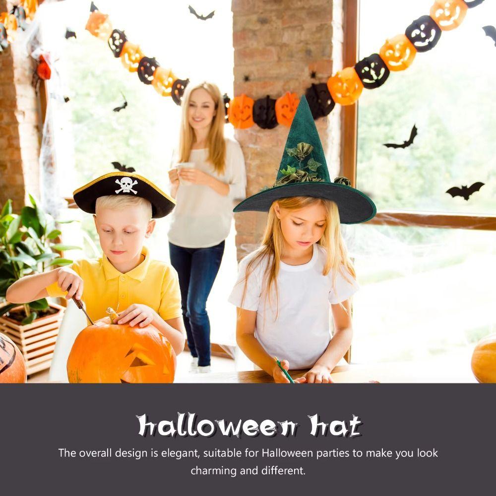 Flower Green Witch Hat Festival Atmosphere Halloween Witch Hat Portable Halloween Costume