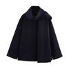 Fashionable Women's Casual Detachable Scarf Woolen Coat Jacket