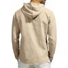 Men’s Casual Linen Hooded Top, Long-sleeved Half-Button-Up Henley Shirt, Spring/Autumn Breathable Beach Top