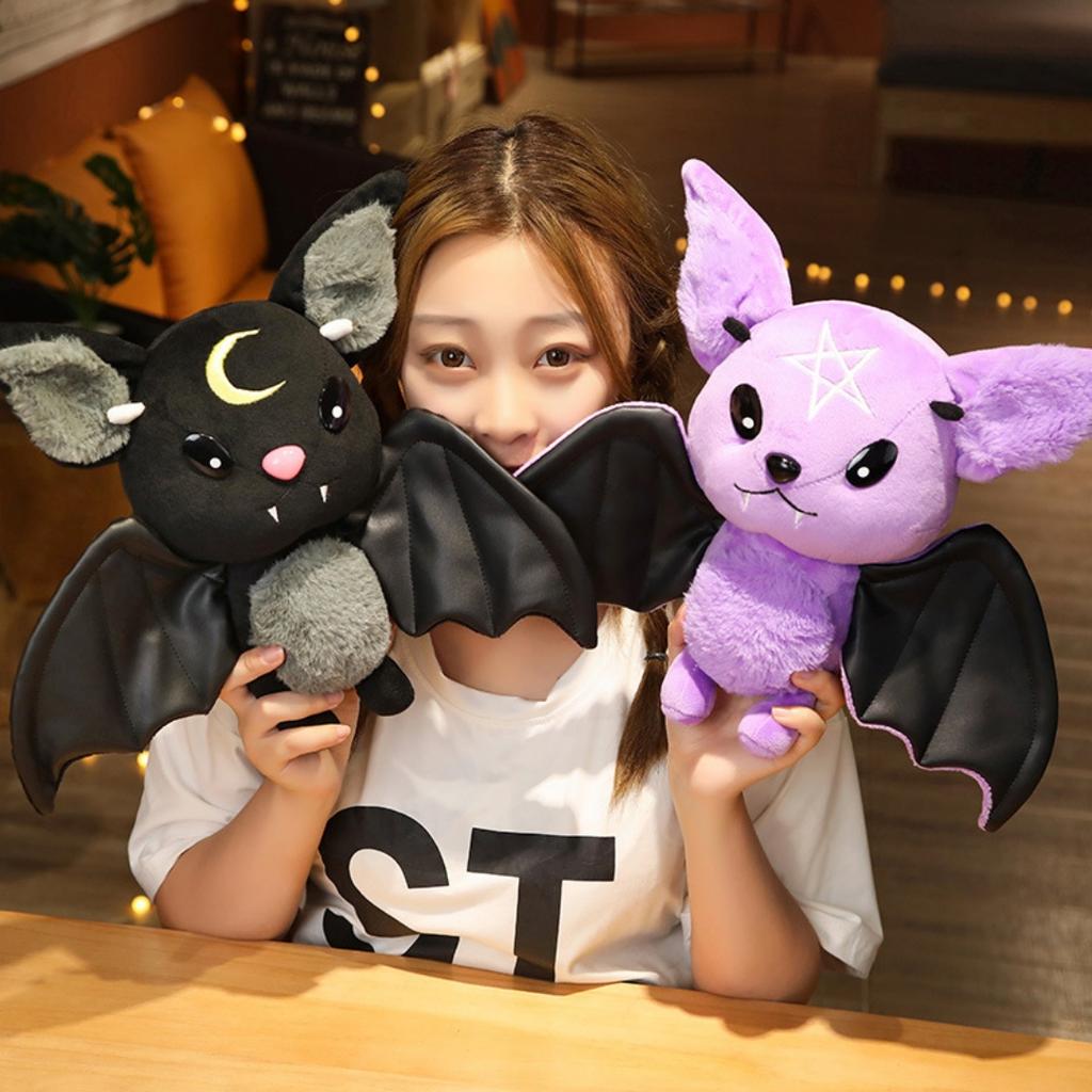 Cute Bat Plush Toy Stuffed Animal With Soft Fluffy Body Big Ears Terrifying Atmosphere Bat Toy Halloween Gift For Kids
