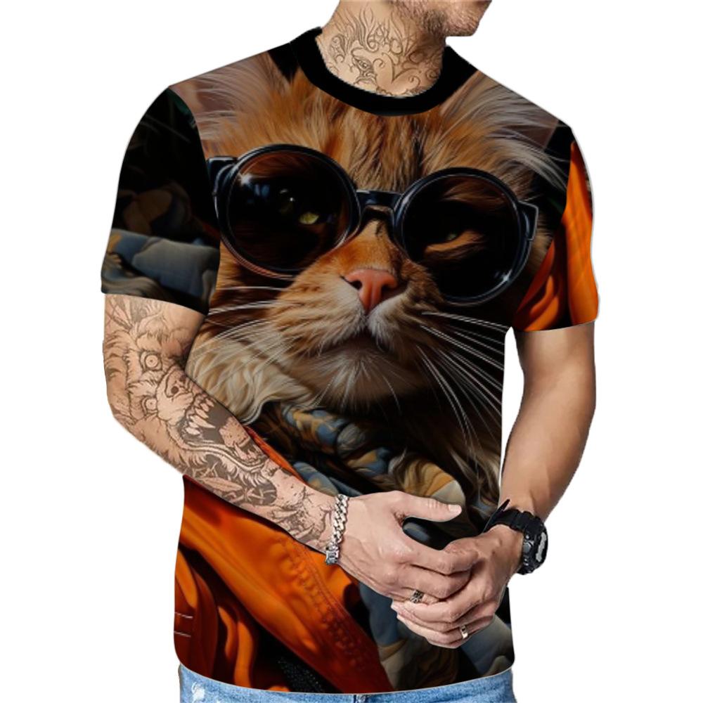 Cat Cute Pattern Men Summer Sportwear T-shirts O Neck Short Sleeve 3d Printed T Shirt Casual Breathable Tops