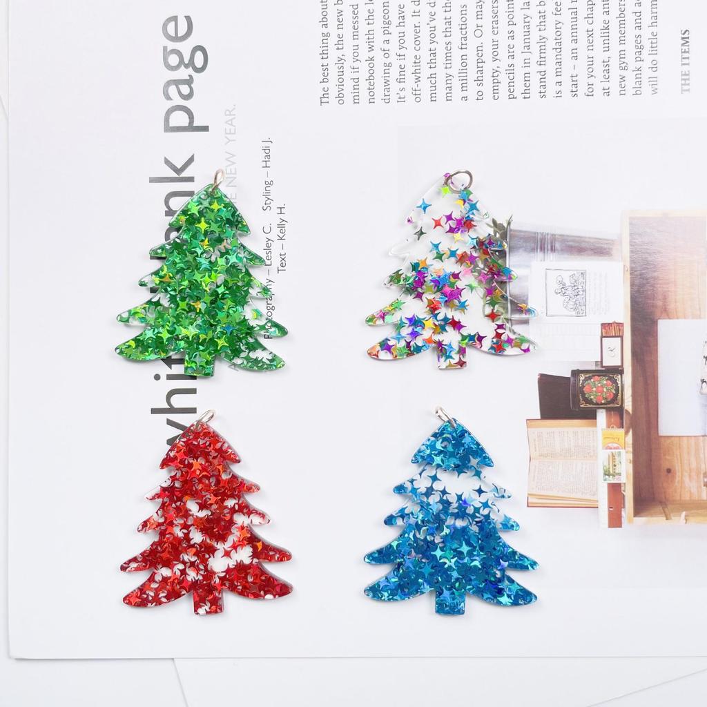 Acrylic Christmas Tree & Cactus Snowflake Earrings - DIY Keychain Charms, Holiday Jewelry