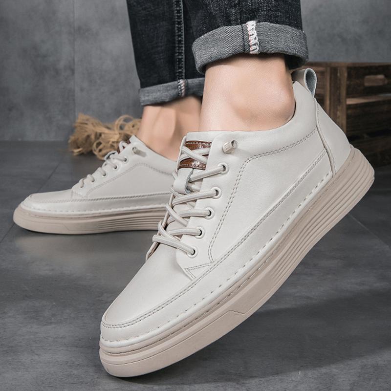 Genuine Leather Men Height Enhancing Shoes Men's Sneakers Men Elevator Height Increasing Insoles 6CM Sports Shoes Big Size 36-48