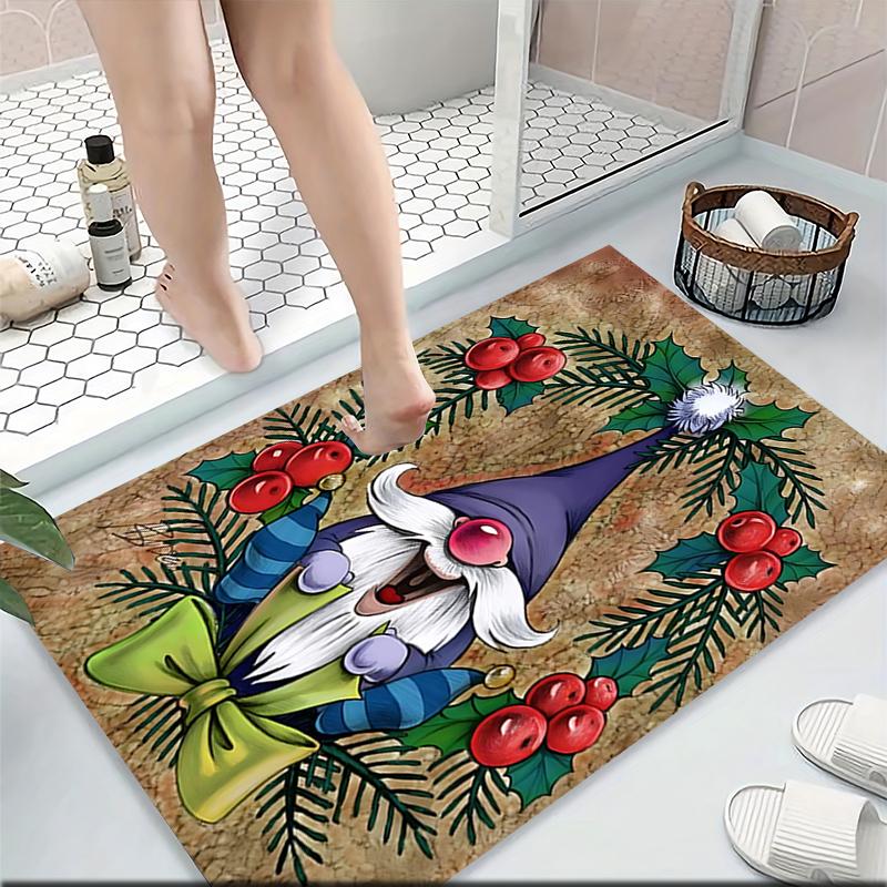1Pc Gnome Christmas Tree Celebration Carpet Rug Soft Washable Antislip Home Living Room Sofa Mats Personalized Christmas Rug