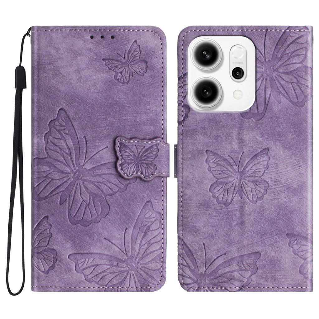 For Oppo Reno14 5G (Global) Case Butterfly Design Flip Wallet Leather Phone Cover Skin-Touch