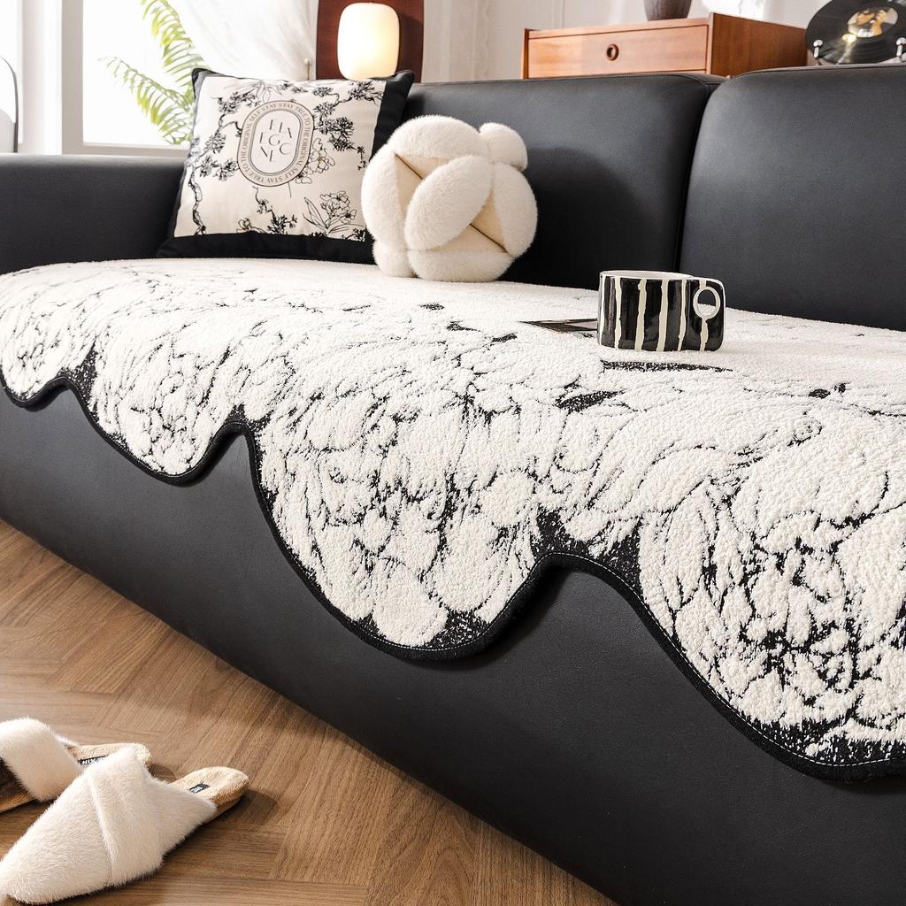 Speziell geformtes Sofakissen Herbst und Winter Neu Hochwertig Leichter Luxus Plüsch Anti-Katzenkratzer Rutschfest Leder Sofa Spezielles Sofa Handtuchbezug