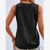 Womens V Neck Sleeveless Tank Top With Button Detail Casual Loose Fit Solid Color Cami Blouse