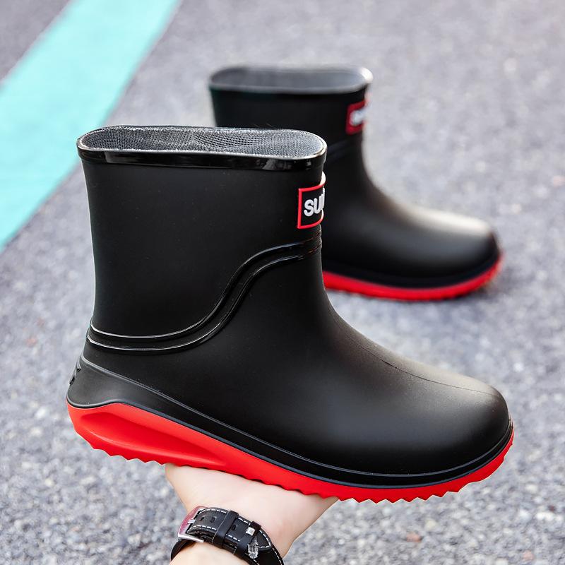 High-end rain shoes men's new waterproof shoes low tube non-slip takeaway riders special rain boots rubber shoes summer velvet