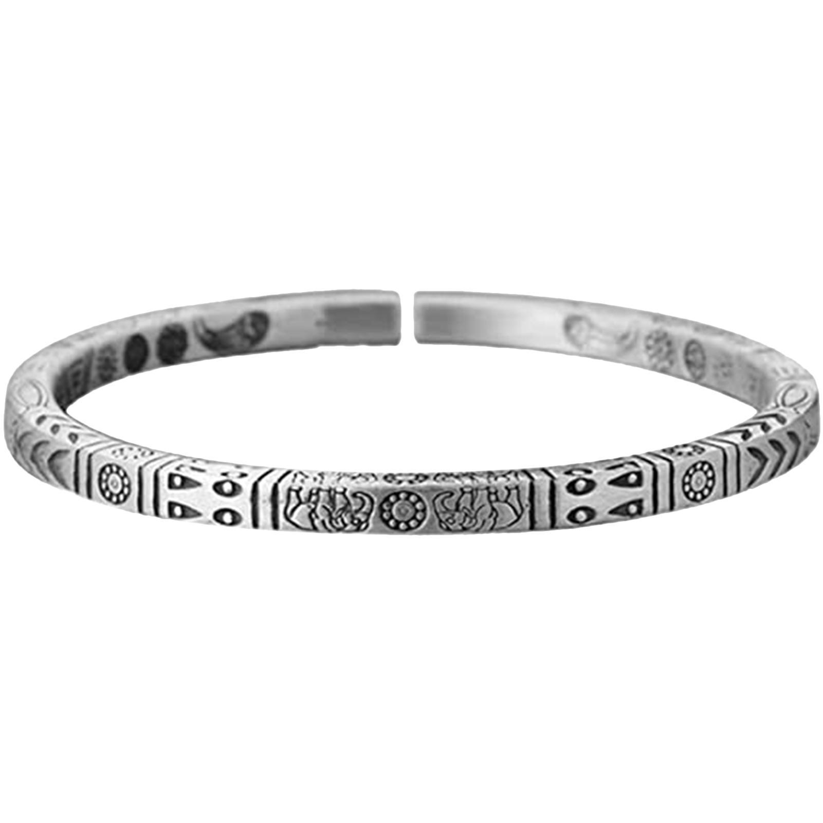 

Винтажный этнический браслет | Этнический браслет с тотемом ручной работы в стиле ретро | Регулируемый открытый металлический браслет, резной