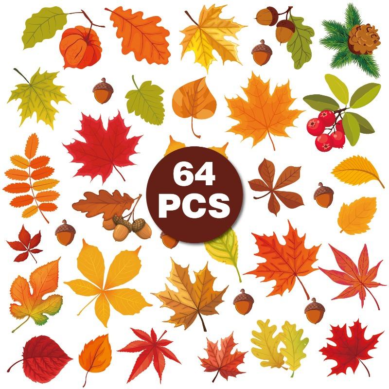 Window Wall Sticker DIY Home Decor Double Side Printing No Glue Autumn Maple Leaves Wall Art PVC Sticker Decals for Glass Door