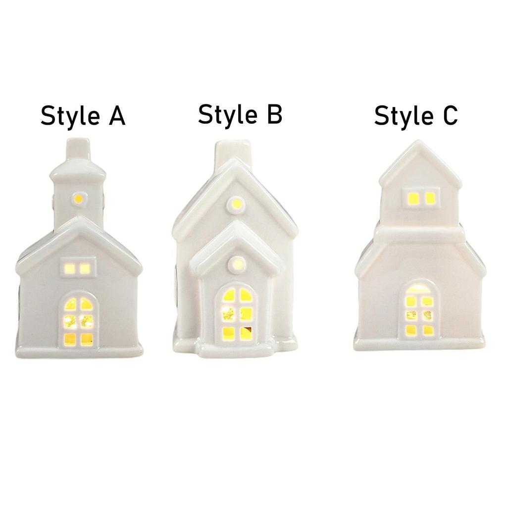Christmas Miniature House Statue, Tabletop Ornament with Light Gift Christmas