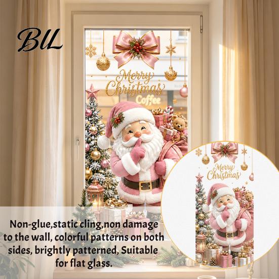 Holiday Glass Clings Christmas Window Clings, Cute Snowman Santa Penguin Reindeer Stickers for Home Decoration Glass, Reusable Static PVC Decal Party
