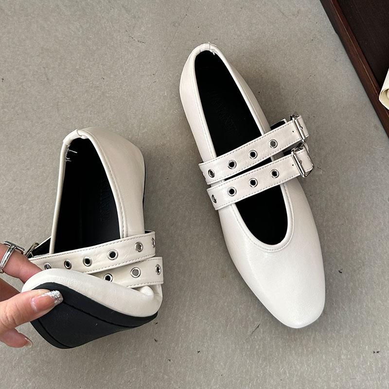 Fashion Female Footwear Shallow Ladies Ballet Flats Shoes Fashion Buckle Strap Round Toe Luxury Women Flats Mary Janes Shoes