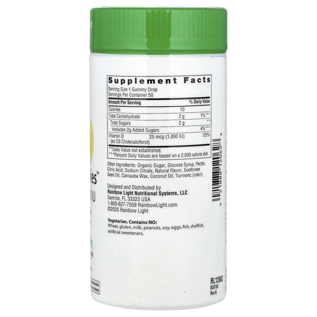 Sunny Gummies™, Vitamin D3, Köstliche Zitrone, 25 µg (1.000 IE), 50 Gummibärchen