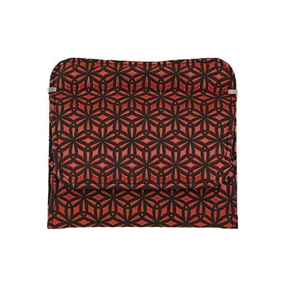 INDEN-YA Uehara Yuushichi Card Case Coin Purse, Model 1208, Black X Red Lacquer Asanoha Pattern, Made In Japan. Opens Wide for Easy Viewing, Fits