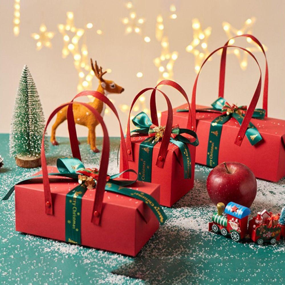 Paper Christmas Gifts Bag Red Gifts Wrap Handbag Classic Christmas Candy Gift Box  Candy