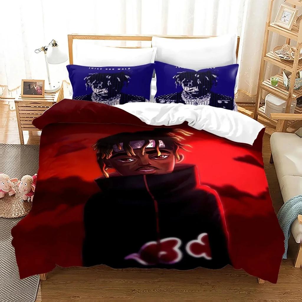 Nová posteľná súprava Juice Wrld Jednolôžková Twin Plná Queen King Size Hviezdy Juice Wrld Posteľná súprava Aldult Dieťa Spálňa Súpravy obliečky na paplón 3D 018