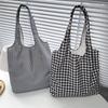 Retro Polka Dot Canvas Tote Bag - Versatile, Large Capacity Shoulder Bag for Women and College Students