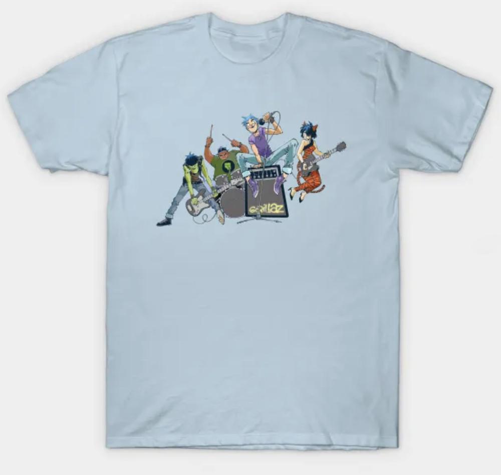 

Gorillaz Взрослая Маленькая-3XL XXXL Светло-Голубая Футболка Унисекс Фан-Арт S