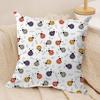 Cute Ladybug Wildflower Pattern Cushion Cover Silky Short Plush Invisible Zipper Dustproof Sofa Pillow Case for Home Decor