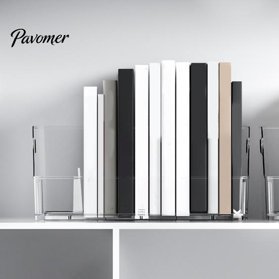 Home Office Document Tray Sliding Action Bookend, Clear Book Stopper, Space Saving Organizer for Desktop Acrylic And Bookshelf Storage, Transparent