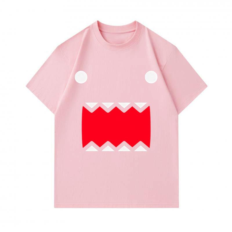 Men's 100% Cotton Short Sleeve O-Neck T-Shirt, Cute Cartoon Big Mouth Monster Print Casual Soft Breathable Tee for Daily Wear Summer Basic Loose Fit T